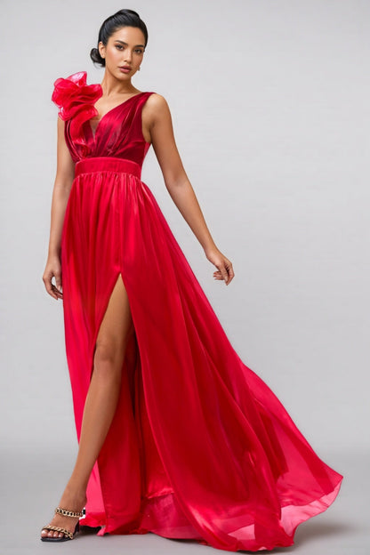 Octavius Sleeveless V-neck Split Maxi Dress