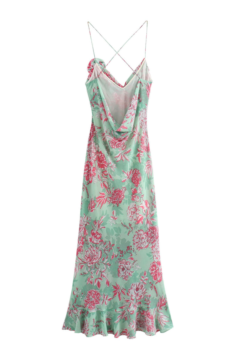 Sabina Printed Spaghetti Strap Maxi Dress