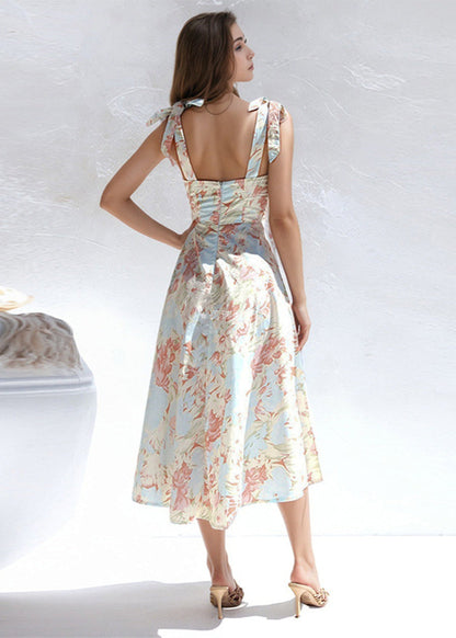 Aquarelle Dress – Soft Blue Tie-shoulder Midi