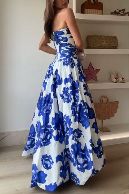 Perfect Moment Off Shoulder Ruched Bodice Drape Bubble Hem Maxi Dress