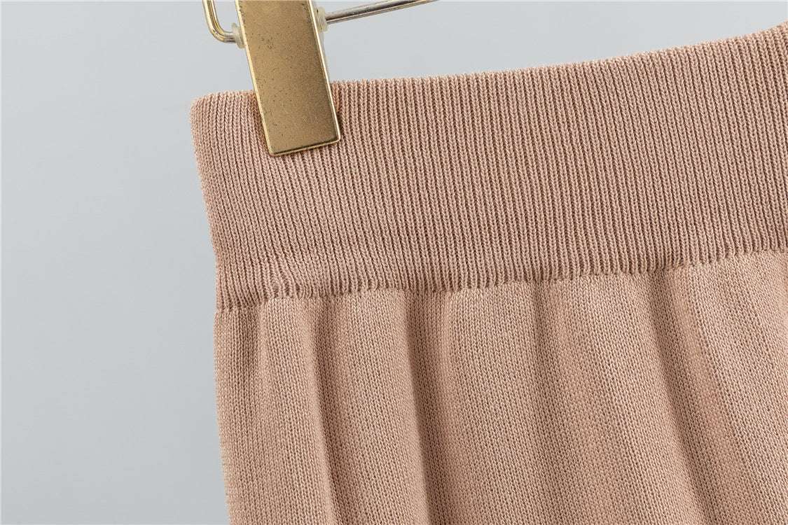 Khaki – Striped Short-sleeve Two Piece Set