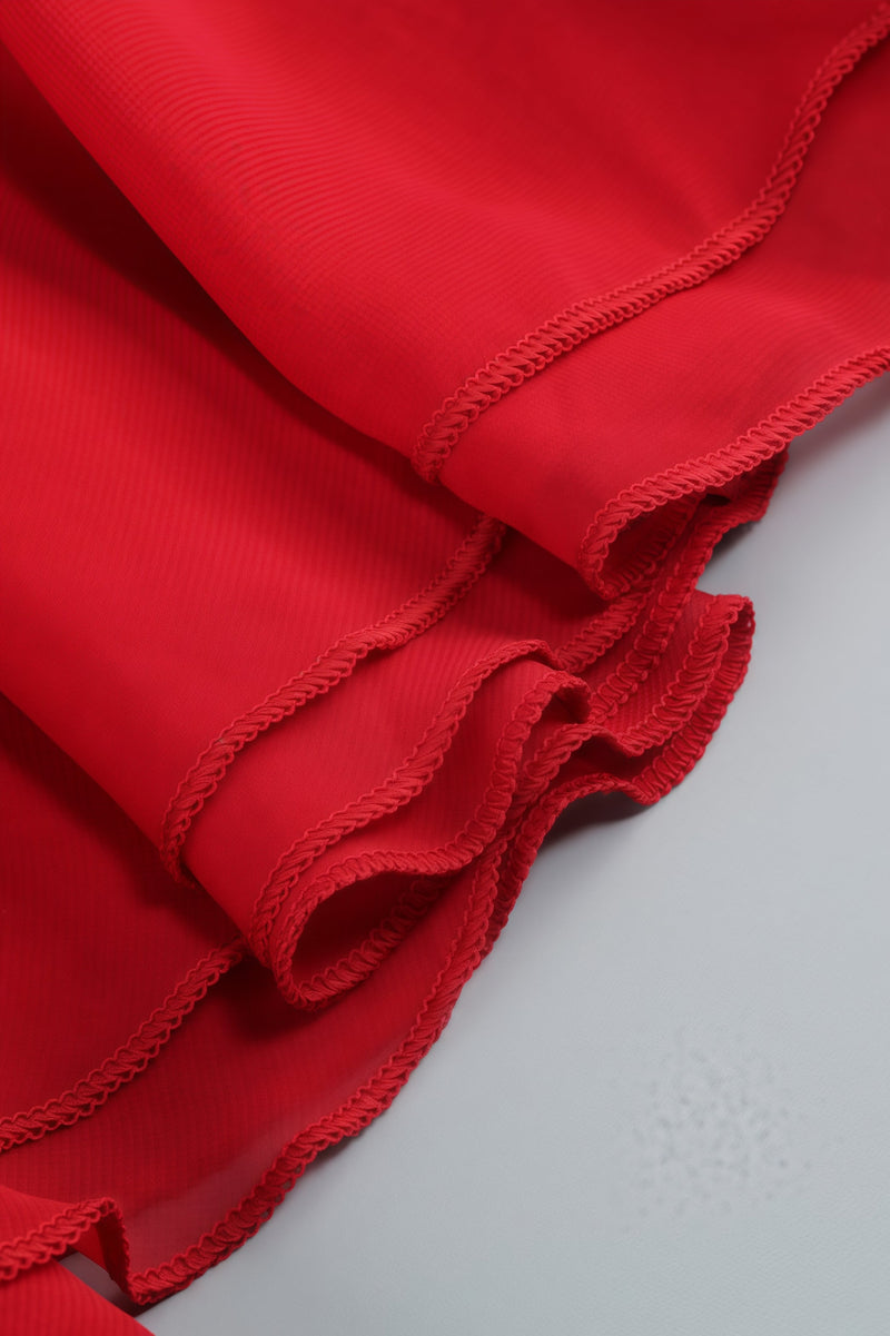 Roalk Red Ruffled 3d Flower Maxi Dress