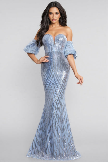 Austen Blue Sleeveless Sequin Maxi Dress