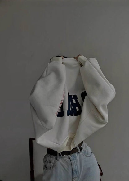 Embroidered Oversized Sweatshirt - Bold Lettering