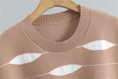 Khaki – Striped Short-sleeve Two Piece Set
