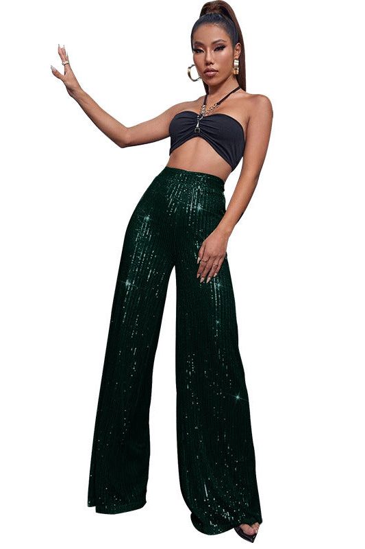 Sequined Loose Drape Pants