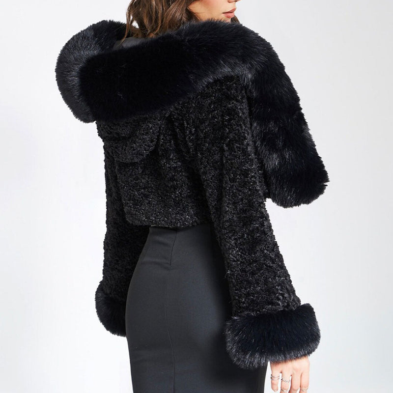 Thickened Fur Collar Cropped Coat