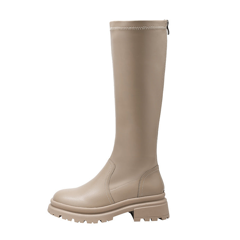 Flat Mouth High Leg Thick Bottom Large Boots