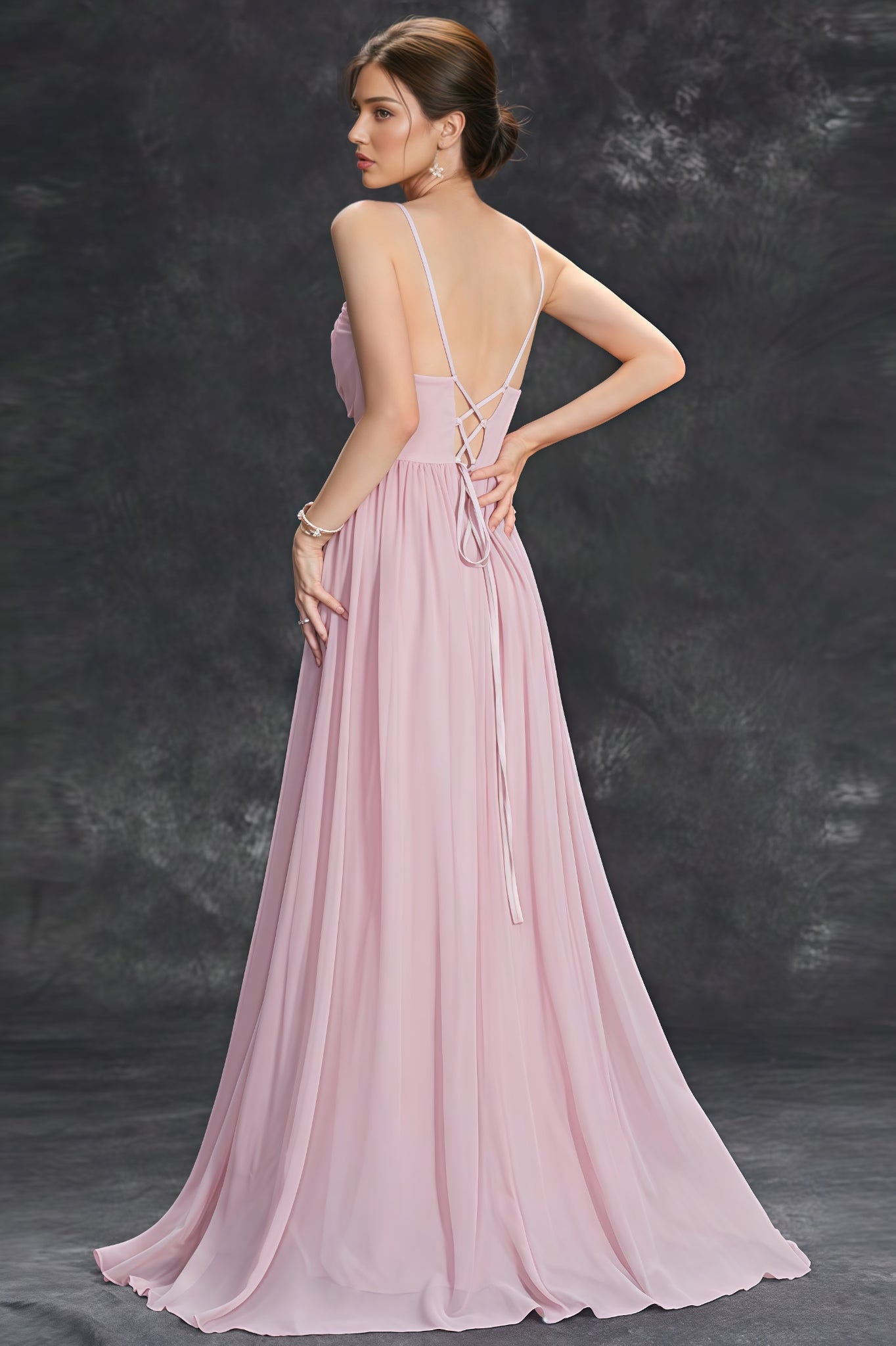 Lazze Pink Strappy Backless Maxi Dress