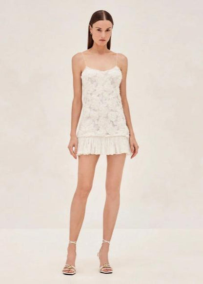 Camilla - Appliqué Ruffle Mini Dress