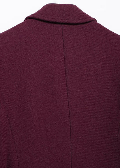 Bordeaux Charm - Double-breasted Wool Coat