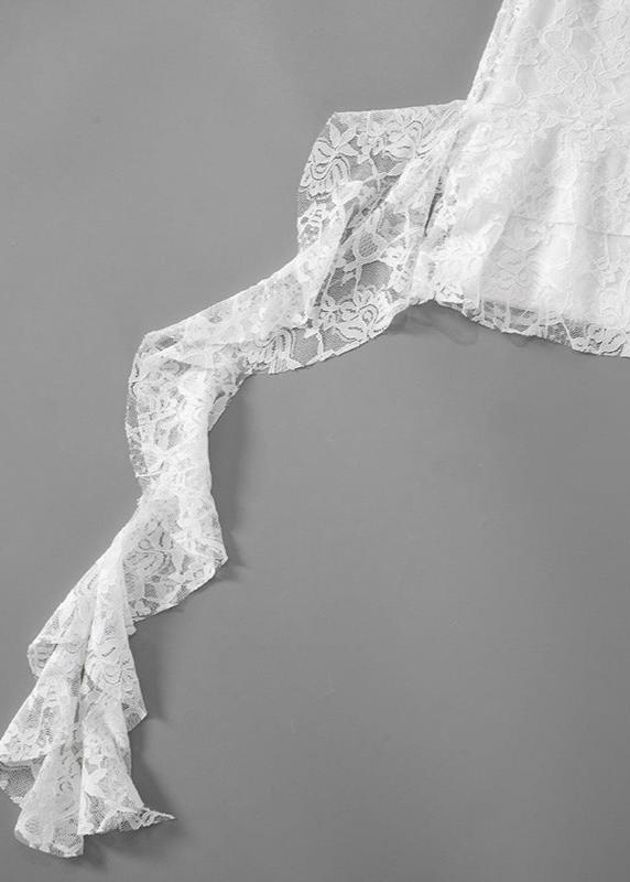 One-shoulder Lace Ruffle Mini Dress