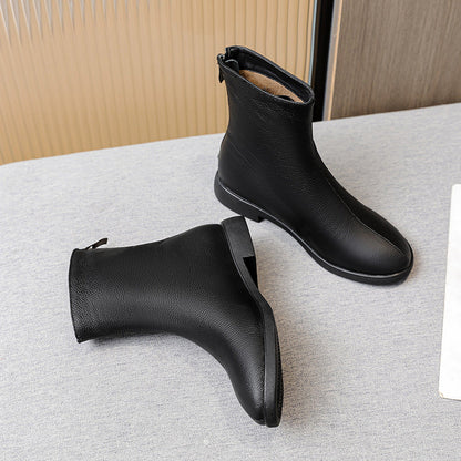 First Layer Cowhide Mother's Flat Comfortable Boots