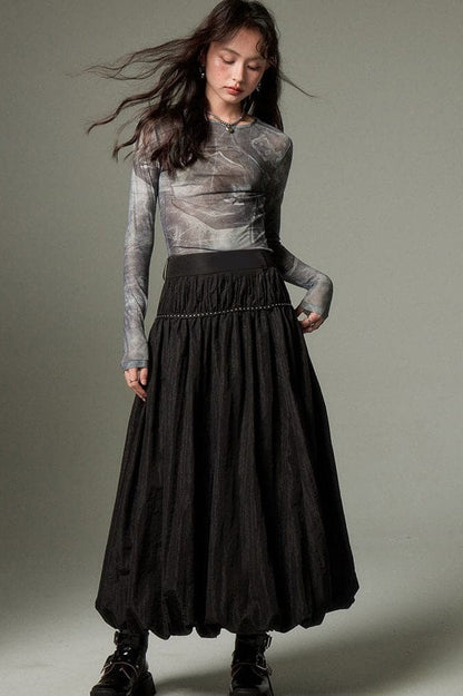 Ruffled Flowing Maxi Skirt