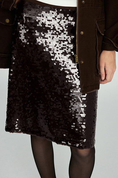 Mona Sequin-embroidered Midi Skirt