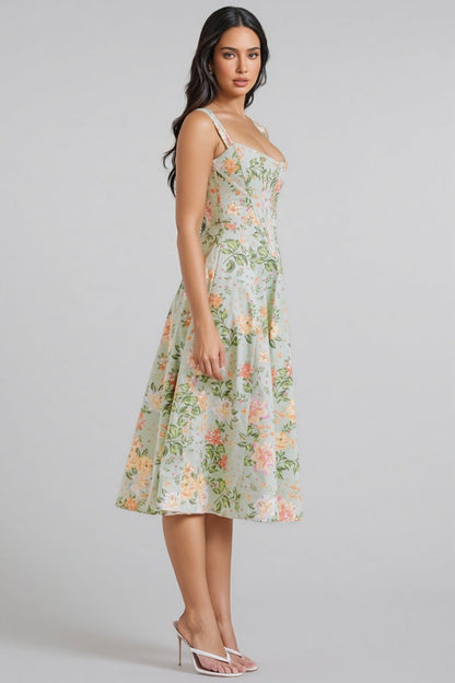 Nila Green Split Midi Dress