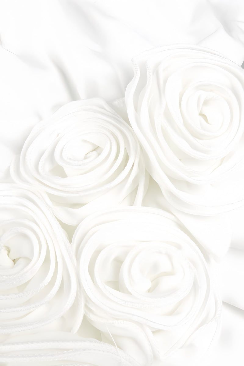 Vivialk V-neck 3d Flower Pleated Maxi Dress