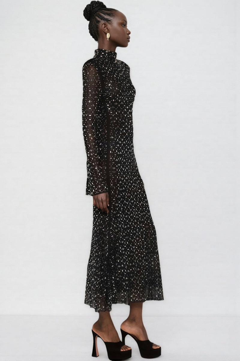 Roisea Long Sleeve Rhinestone Maxi Dress