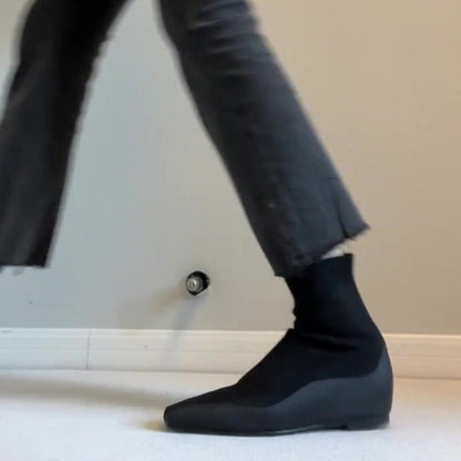 Toe High Riding Flat Bottom Short Stretch Slim Boots