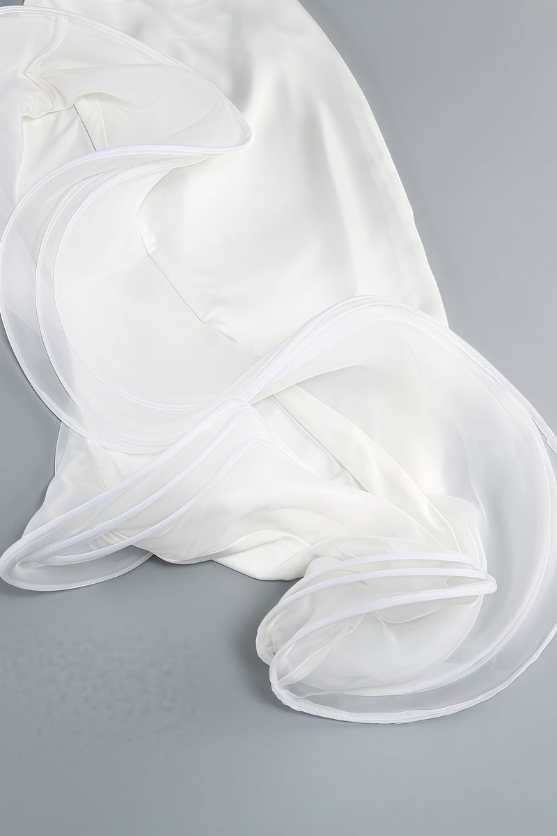 Valelk White Halter Ruffle Maxi Dress