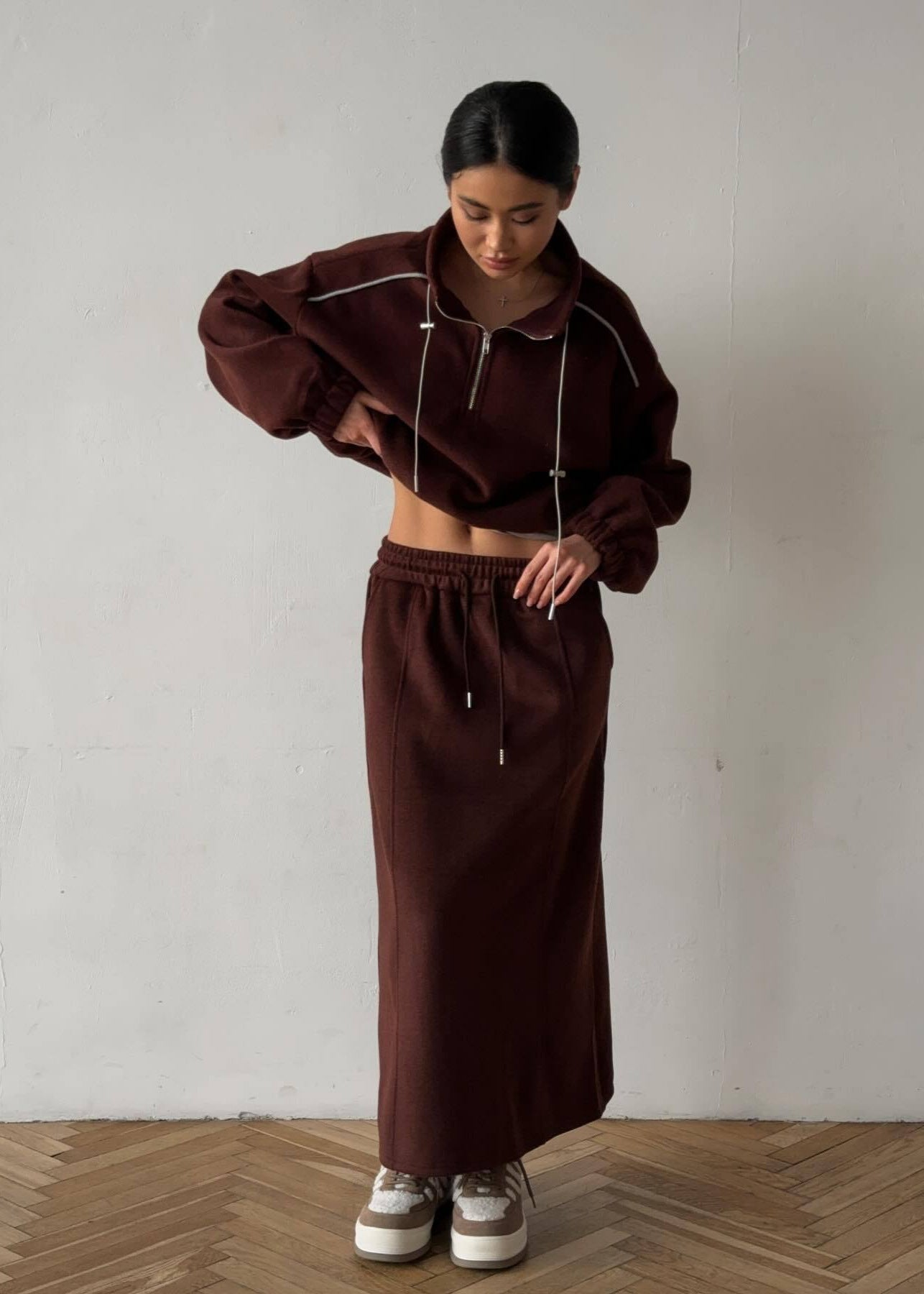 Sporty Half-zip Two-piece Set