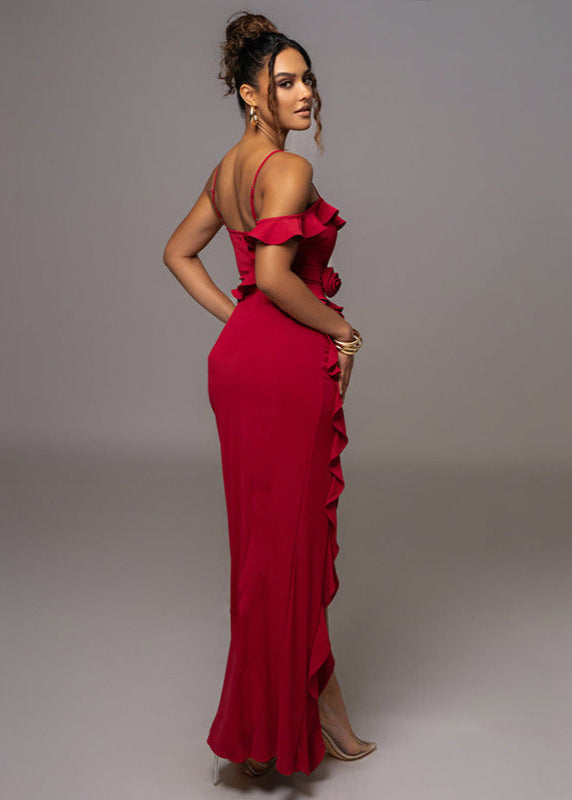 Flamenco Ruffle Maxi Dress – Off-shoulder Evening Gown