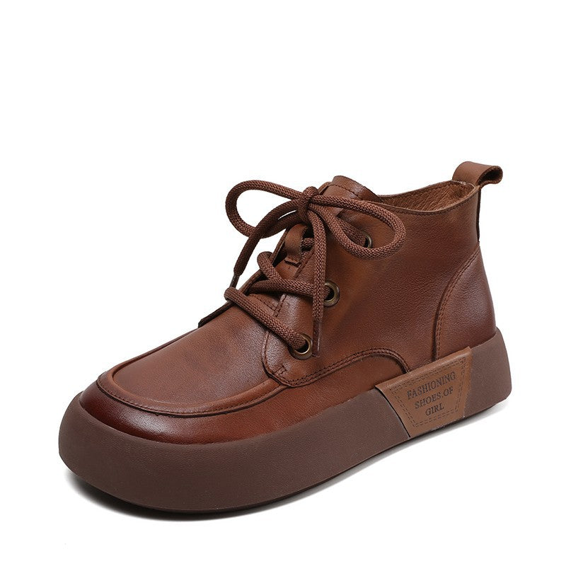 Booties Flat Retro Round Head Female Boots