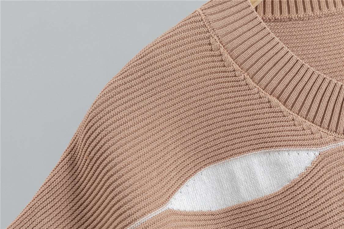 Khaki – Striped Short-sleeve Two Piece Set