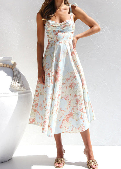 Aquarelle Dress – Soft Blue Tie-shoulder Midi