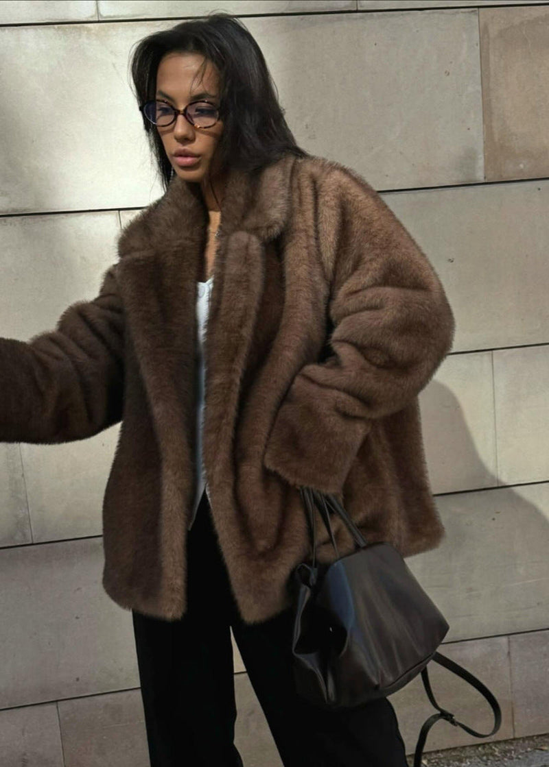 Mila Mocha Faux Fur Coat – Soft Oversized Winter Jacket