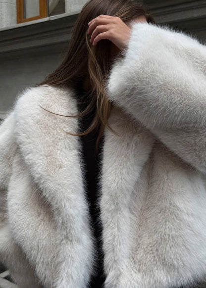 Celeste Faux Fur Plush Coat – Luxurious Short Winter Jacket