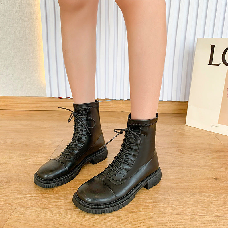 Back Zipper Martin British Style Flat Boots