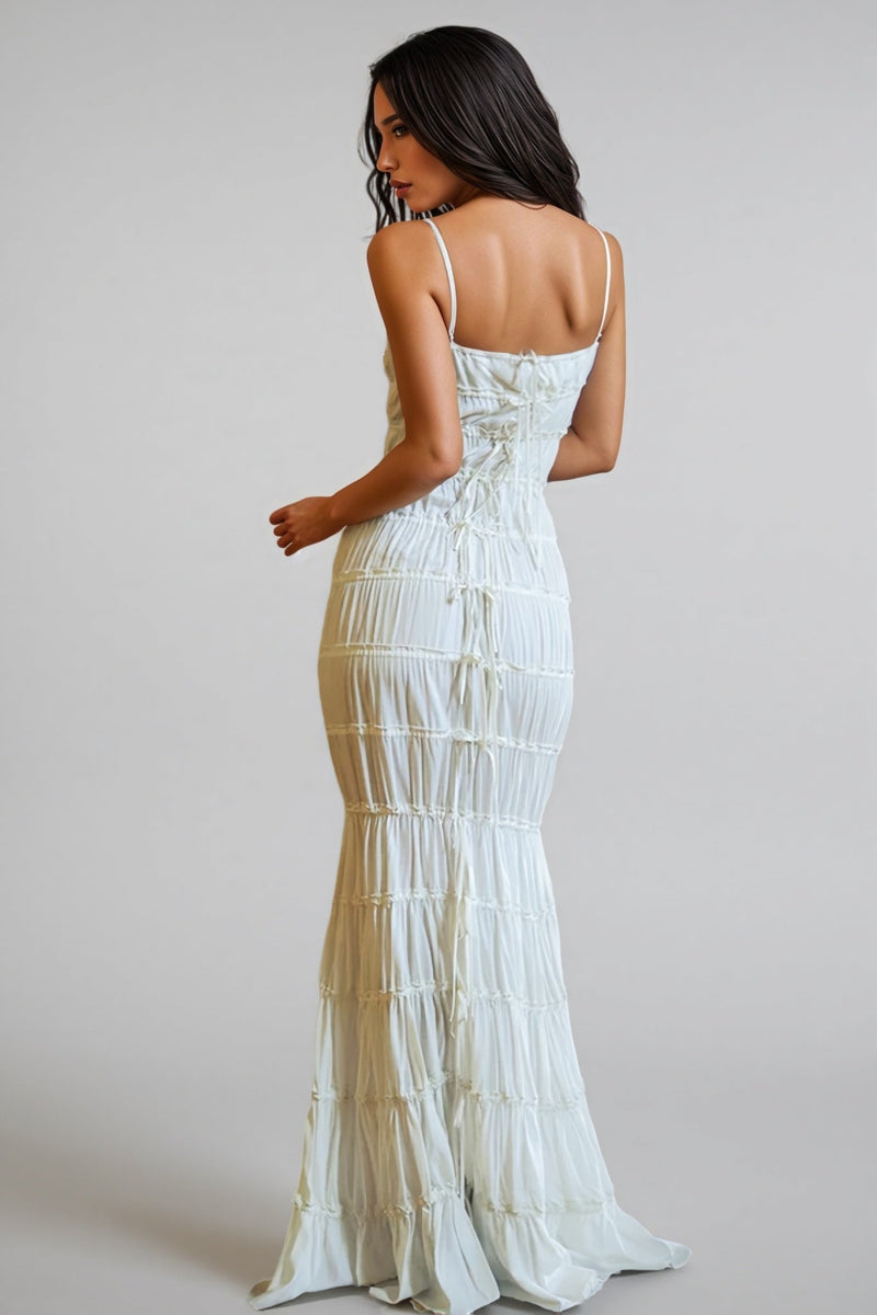 Mirelle Ruffled Hip Wrap Maxi Dress