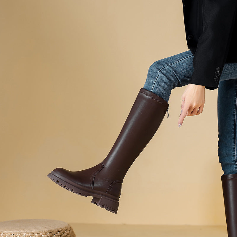 Flat Mouth High Leg Thick Bottom Large Boots