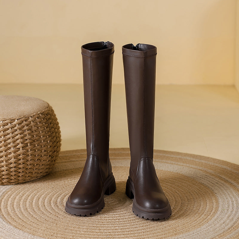 Flat Mouth High Leg Thick Bottom Large Boots