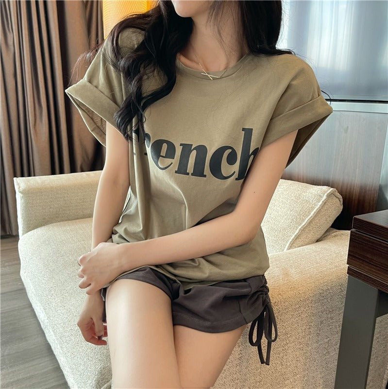 Drop Shoulder Short Sleeve T-shirt Loose