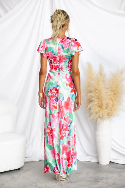 Teresa Printed V-neck Maxi Dress
