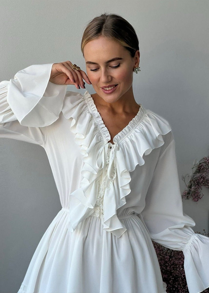 Ruffled A-line Dress - Timeless Elegance