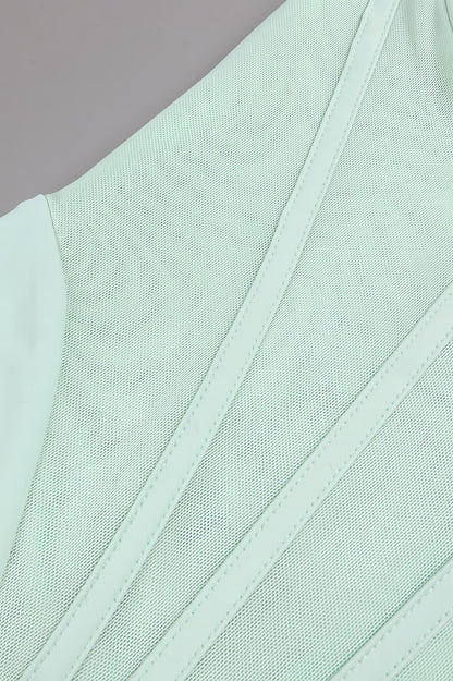 Gened Green Ribbon Sheer Chiffon Maxi Dress