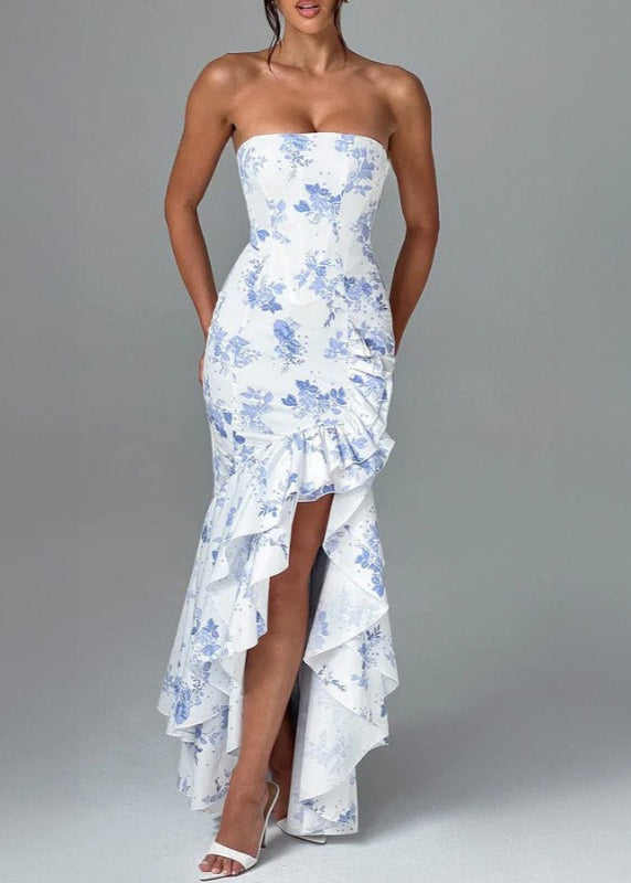 Elegance - Strapless Ruffled Maxi Dress