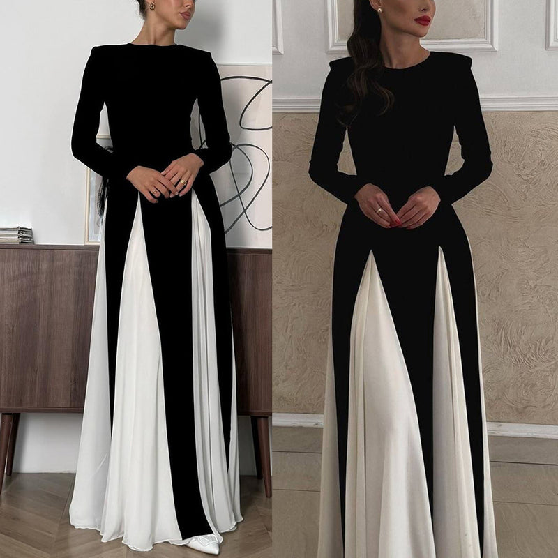 Getting Glam and Panelled Tulle Long Sleeve A-line Maxi Dress