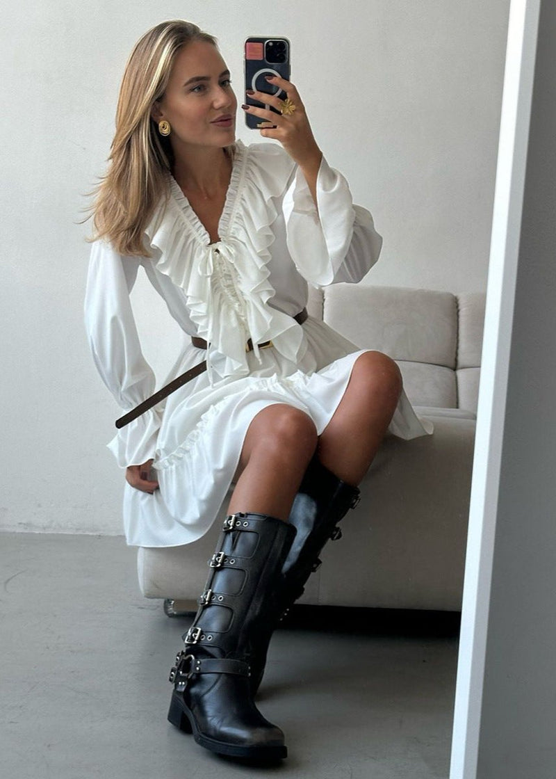 Ruffled A-line Dress - Timeless Elegance