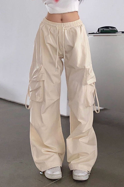 Hip-hop Pockets Wide-leg Pants