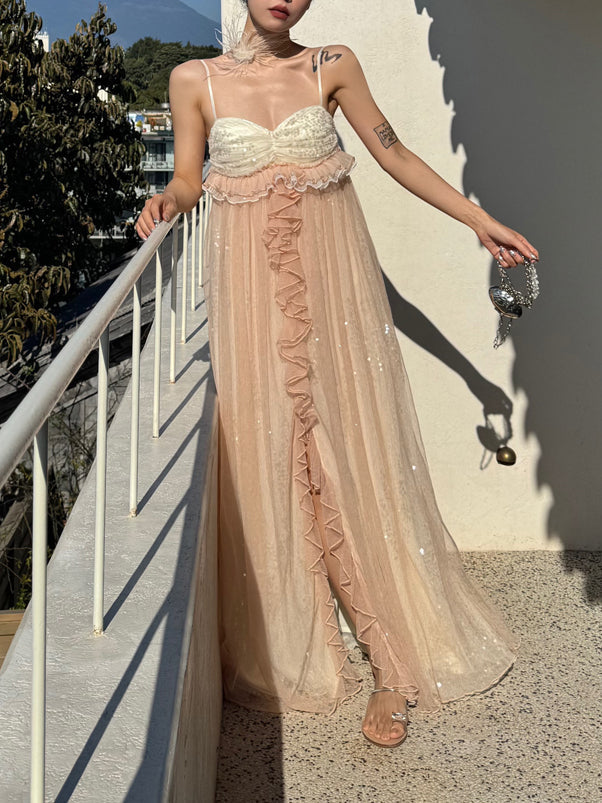 Glimmering Tulle Fairycore Sequin Maxi Dress _ Dreamy Resort Gown