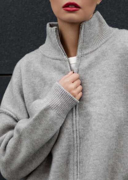 Luxe Heathered Zip-up Sweater