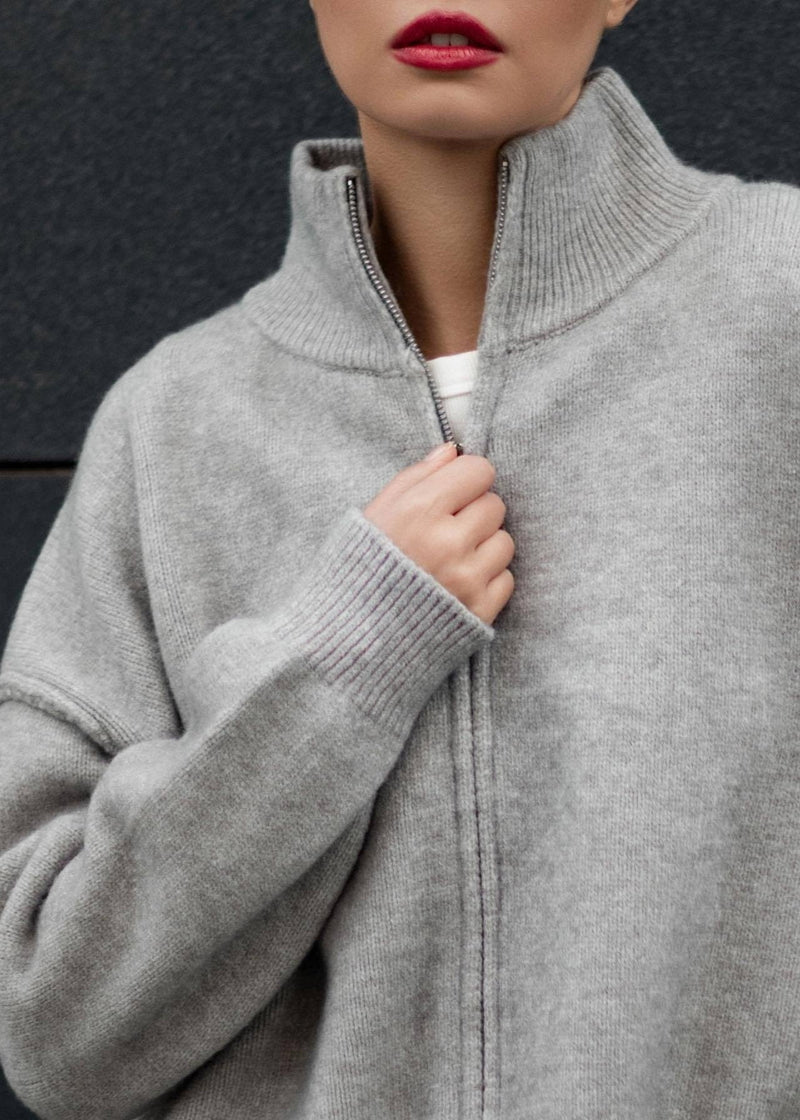 Luxe Heathered Zip-up Sweater