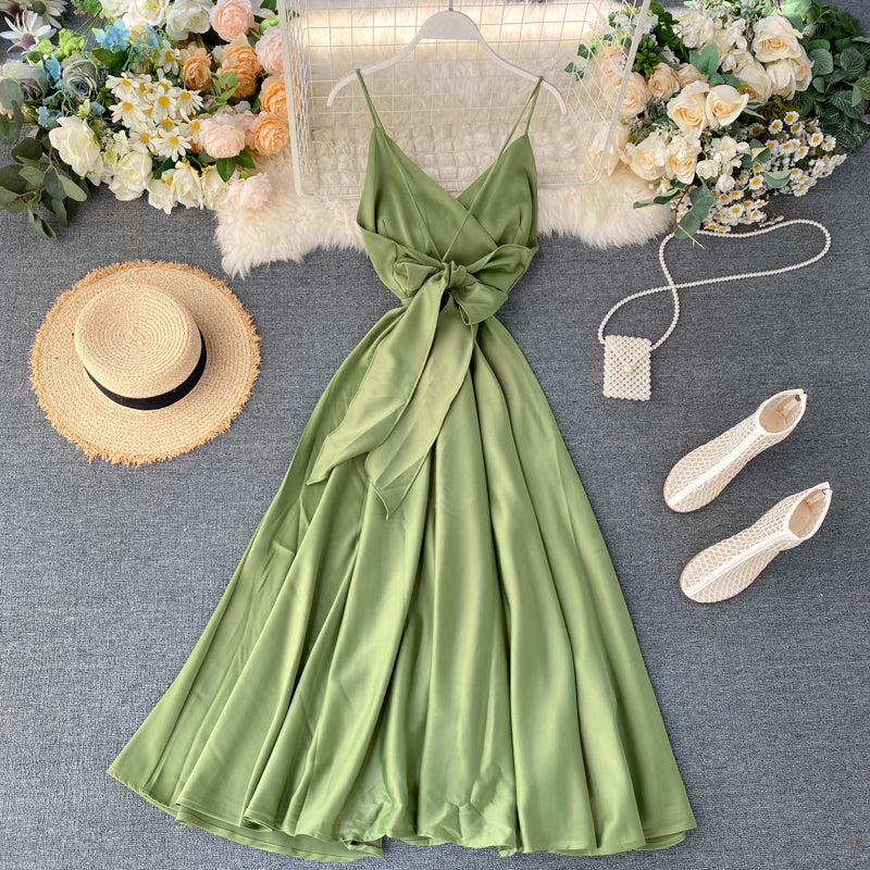 Long Dress Summer Dress Suspenders Dress 082