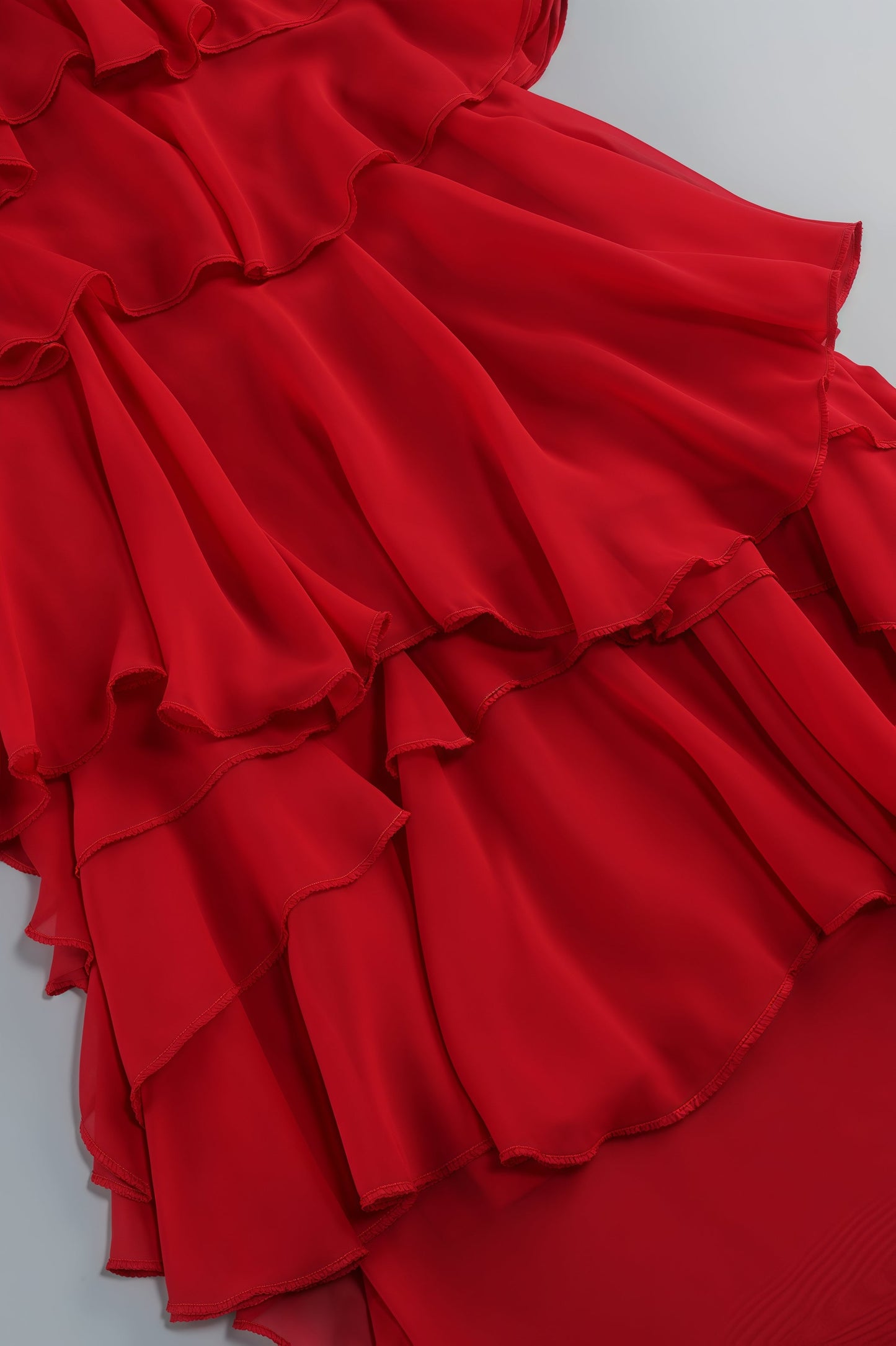 Roalk Red Ruffled 3d Flower Maxi Dress