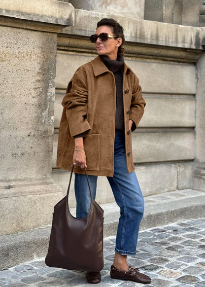 Suede Button-up Coat