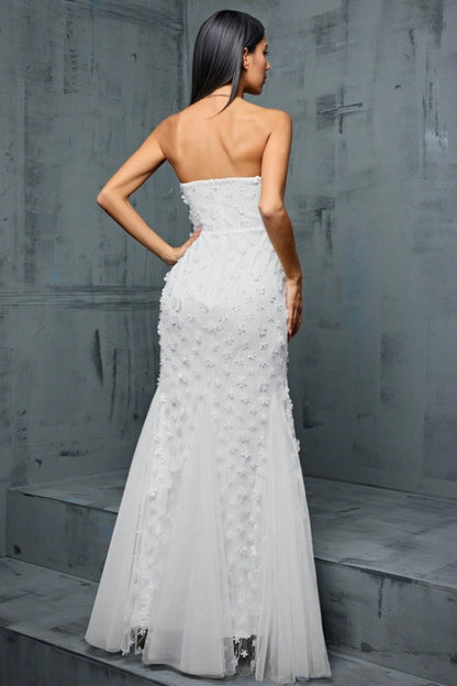 Zenoa V-neck Fishtail Mesh Maxi Dress